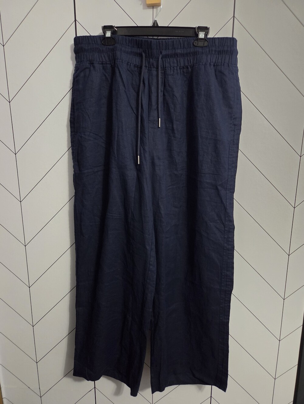NWT Quince 100% European Linen Wide Leg Pants Navy Blue Plus Size 2X